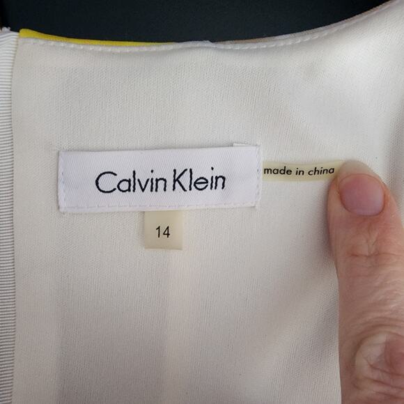 Calvin Klein Floral Print Tie Dye High Neck Fit and Flare Dress | Womens 14 - Picture 11 of 12